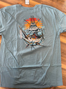 AFTCO Men's Ship Out T-Shirt Aquifer Heather