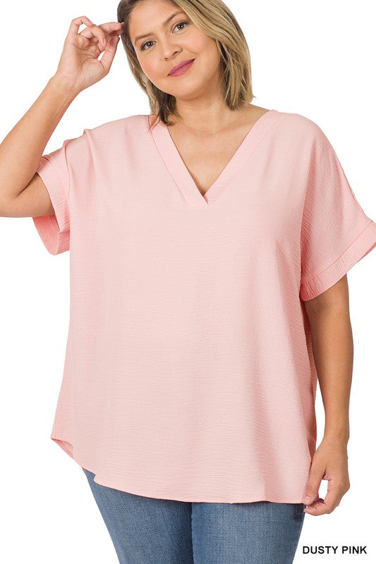 Plus Easy Going Top - Dusty Pink