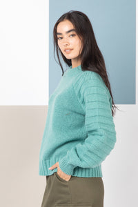 Seafoam Green Bubble Sleeve Sweater