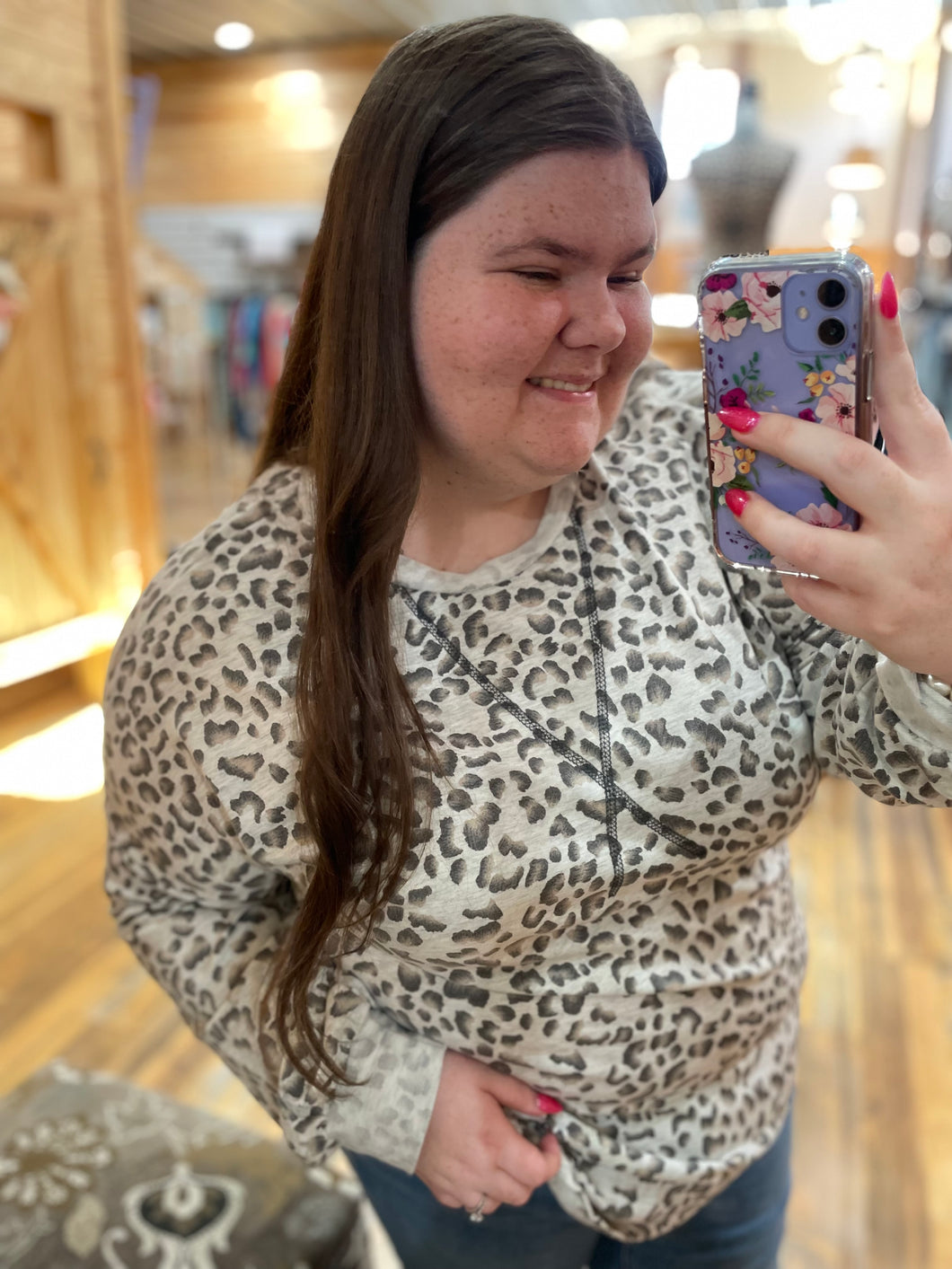 Plus Sized Leopard Sweatshirt