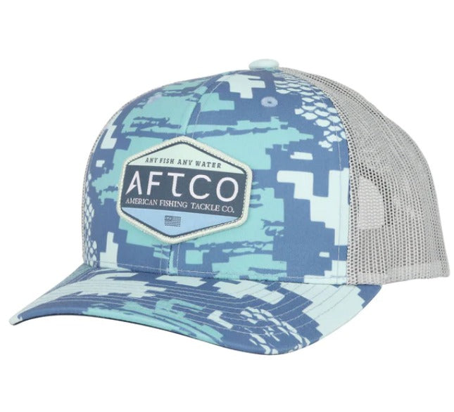 AFTCO Transfer Trucker Hat Teal Digi Camo