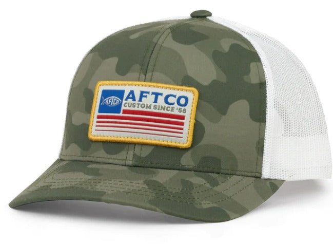 AFTCO Crossbar Trucker Hat Green OG Camo