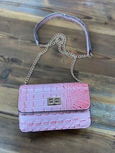 Pink Textured Purse with Accesories