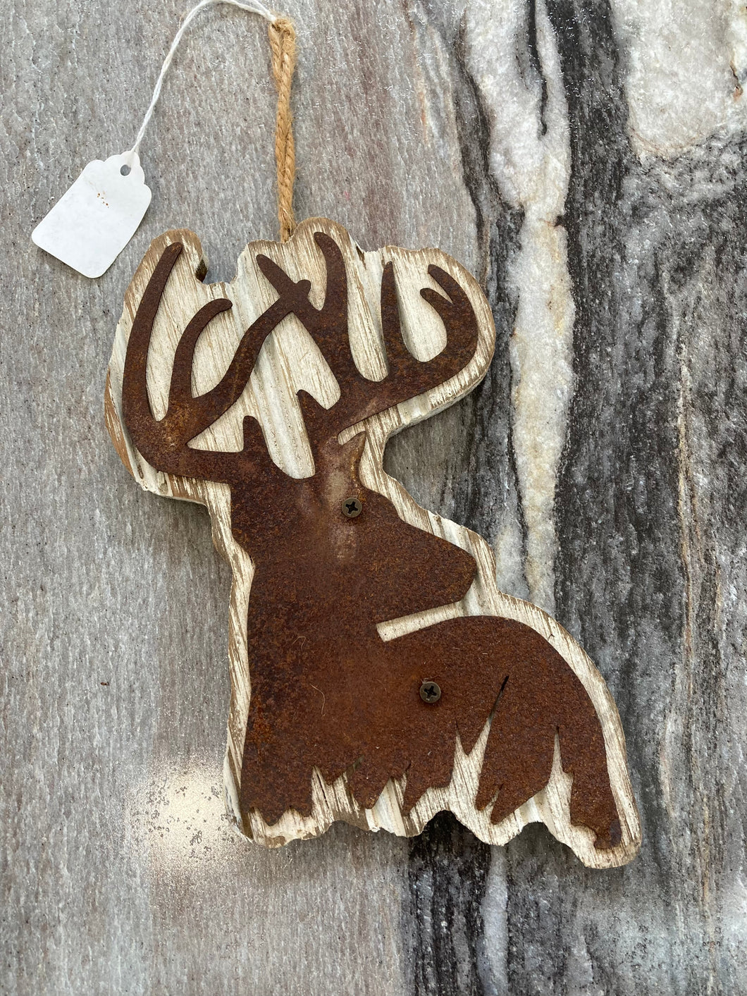 Wooden deer sign