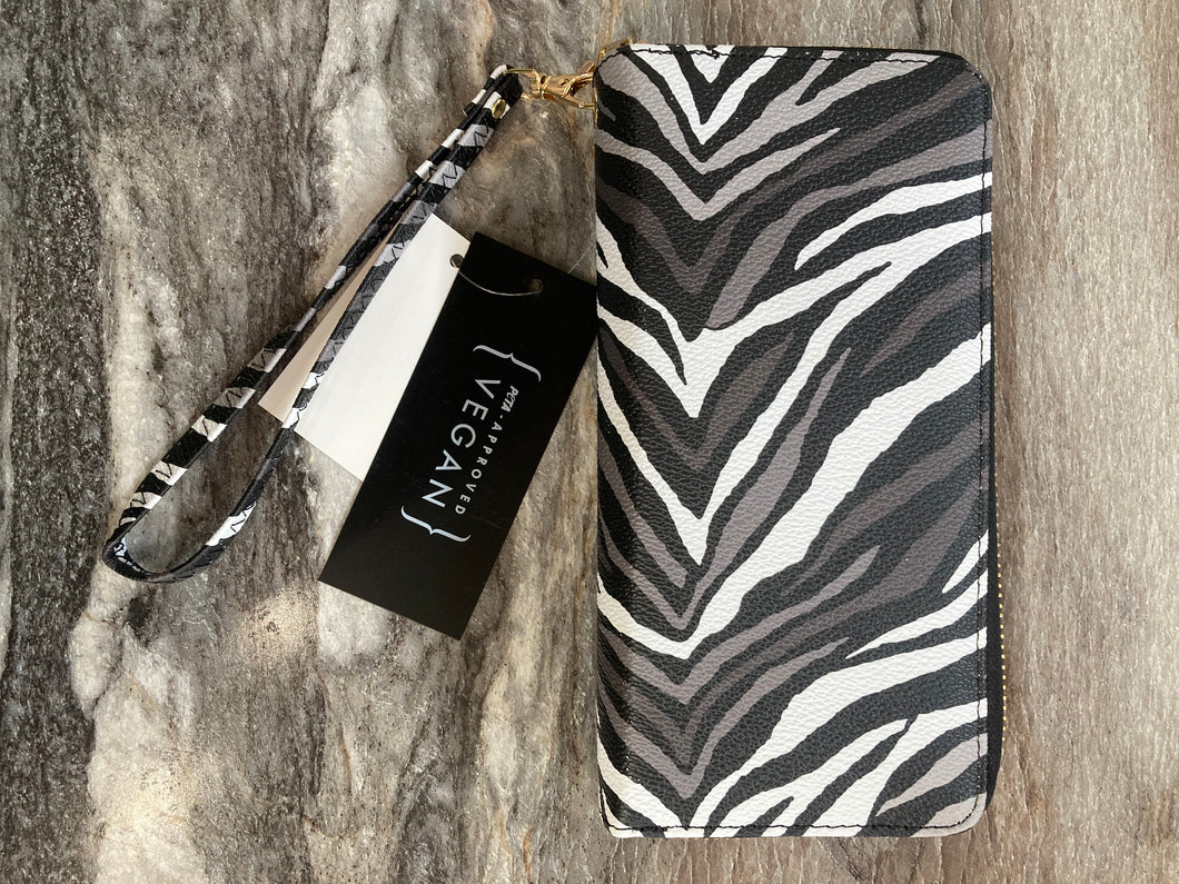 Wallet Double Zip Zebra